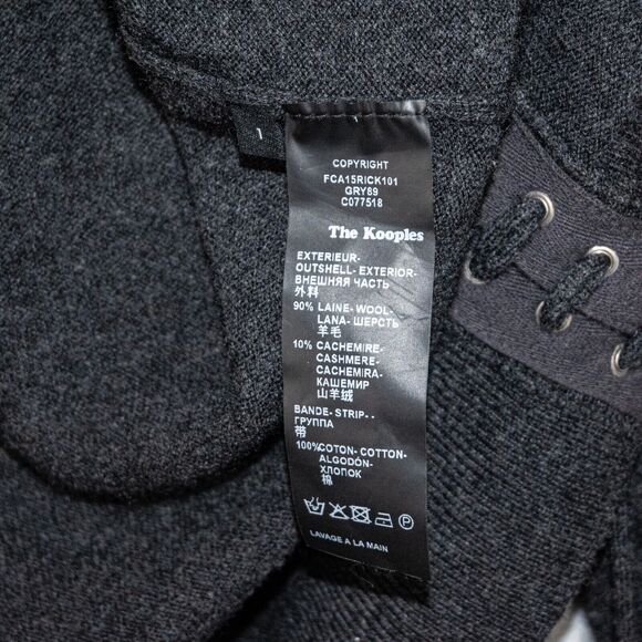 The Kooples Women's Wool Cashmere open front Cardigan lace up cuff sz 1 - Picture 7 of 10